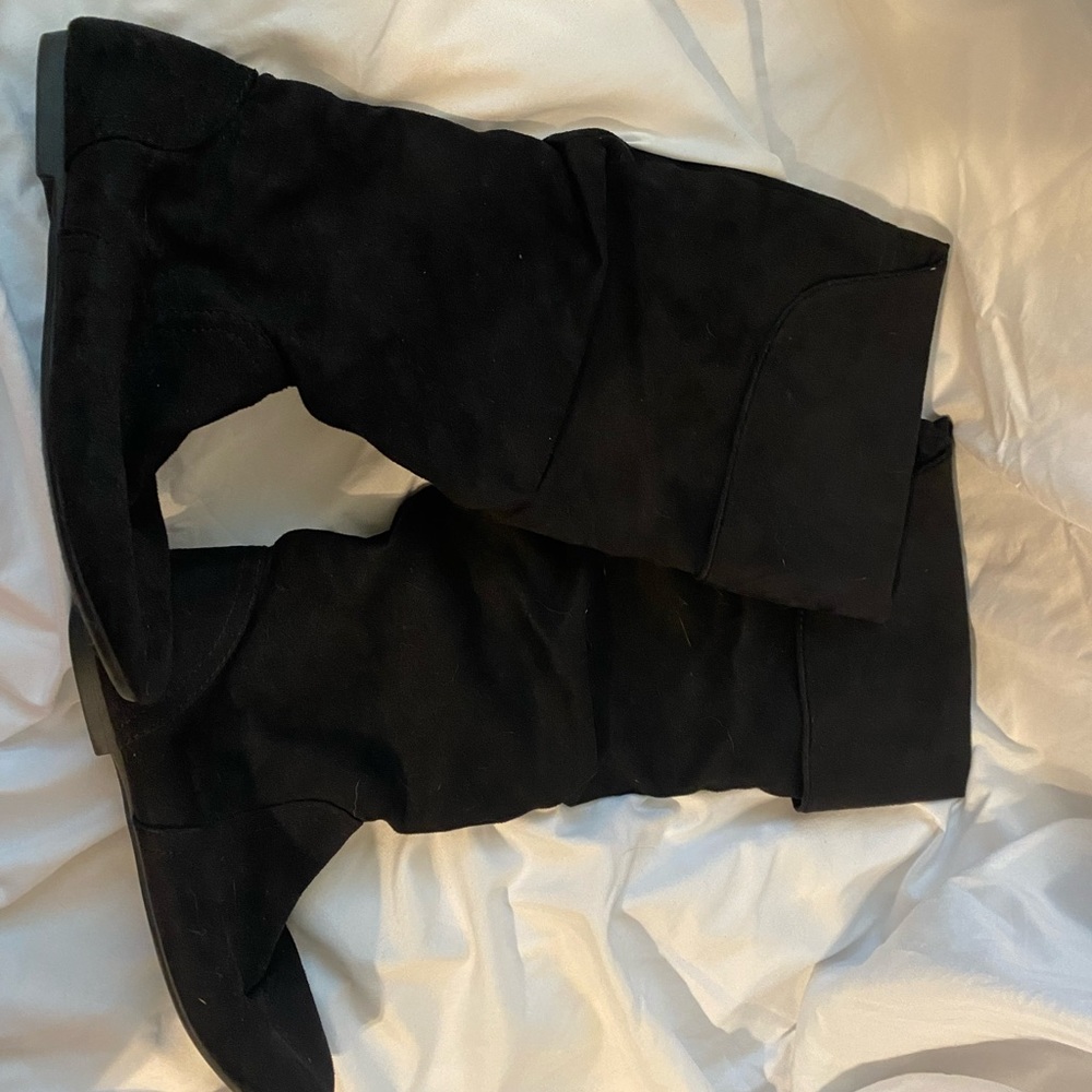 Lower east side black suede slip on boots size 7.5 gently worn